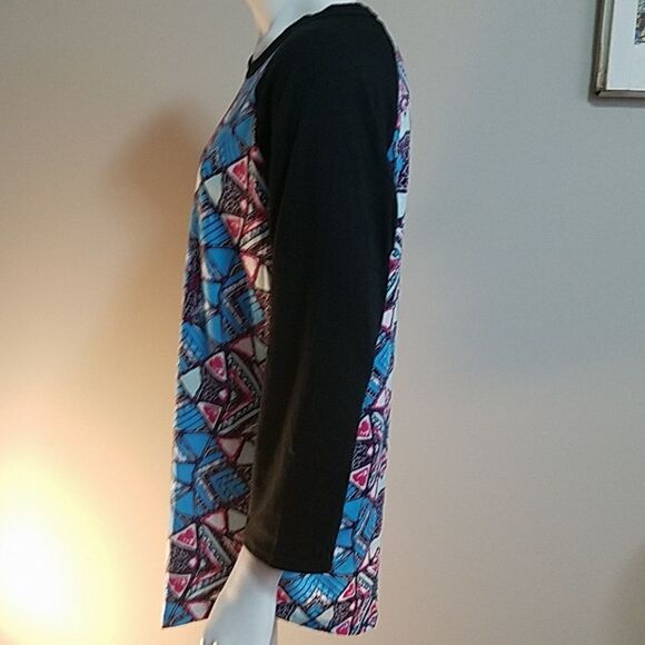 LuLaRoe Blue & Pink Long Sleeve Tee Shirt (Medium) - Picture 3 of 5